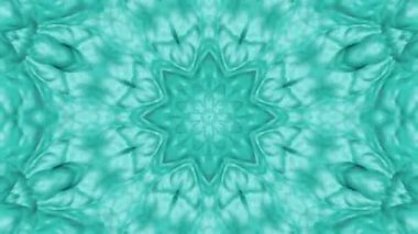 Turkuaz animasyonlu desenleri. Soyut kaleydoskop arka plan. 3D render