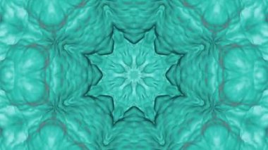 Turkuaz animasyonlu desenleri. Soyut kaleydoskop arka plan. 3D render