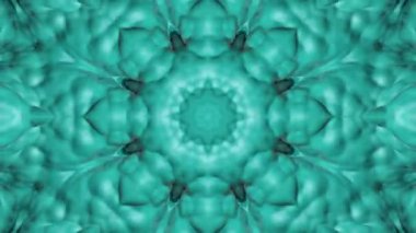 Turkuaz animasyonlu desenleri. Soyut kaleydoskop arka plan. 3D render