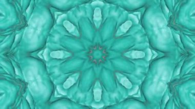 Turkuaz animasyonlu desenleri. Soyut kaleydoskop arka plan. 3D render