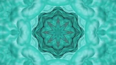 Turkuaz animasyonlu desenleri. Soyut kaleydoskop arka plan. 3D render