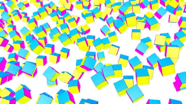 Les Cubes Multicolores Tombent Sur Fond Blanc Fond Animé Rendu — Video