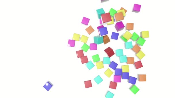 Les Cubes Multicolores Tombent Sur Fond Blanc Fond Animé Rendu — Video