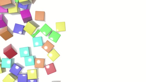 Cubi Multicolori Cadono Uno Sfondo Bianco Sfondo Animato Rendering — Video Stock