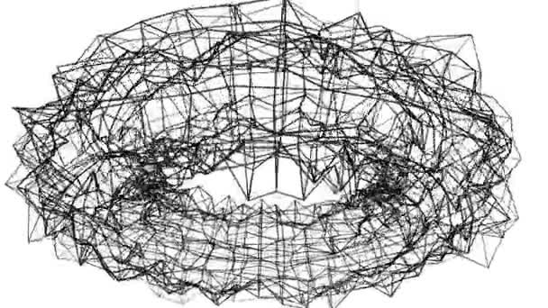 Malla Tridimensional Abstracción Negra Lentamente Deformada Sobre Fondo Blanco Fondo — Vídeo de stock