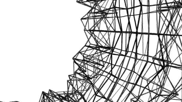黒の抽象化三次元メッシュの白い背景にゆっくり変形しました アニメーションの背景 のレンダリング — ストック動画