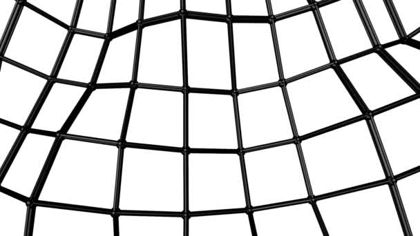 Black Abstraction Three Dimensional Mesh Slowly Deformed White Background Animated — Stock Video