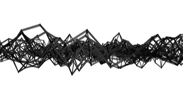 Zwarte Abstractie Driedimensionale Mesh Langzaam Vervormd Een Witte Achtergrond Geanimeerde — Stockvideo