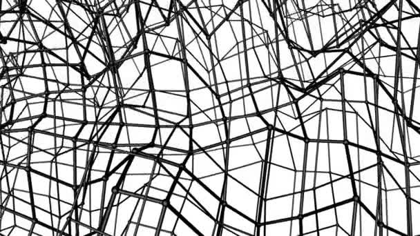 Dreidimensionales Netz Schwarzer Abstraktion Das Sich Langsam Auf Weißem Hintergrund — Stockvideo