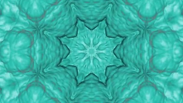 Turquoise Animated Patterns Abstract Kaleidoscope Background Render — Stock Video