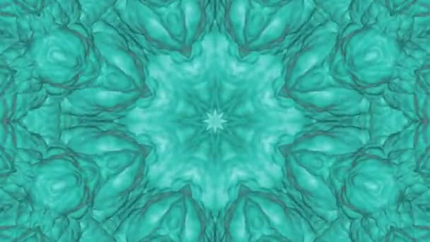 Turquoise Animated Patterns Abstract Kaleidoscope Background Render — Stock Video