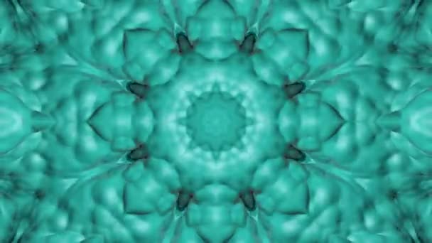Turquoise Animated Patterns Abstract Kaleidoscope Background Render — Stock Video