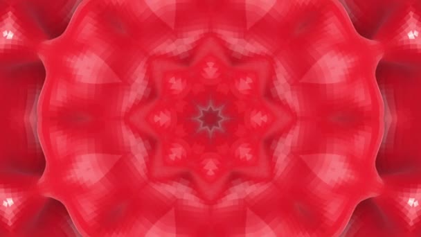 Red Three Dimensional Kaleidoscope Patterns Animated Abstract Background Render — Stock Video