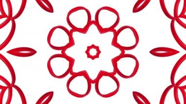 Kırmızı üç boyutlu kaleydoskop desenleri. animasyonlu arka plan. 3D render