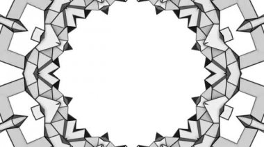 siyah ve beyaz üç boyutlu kaleydoskop desenleri. animasyonlu arka plan. 3D render