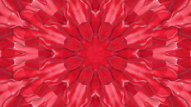 Padrões Caleidoscópio Tridimensional Vermelho Fundo Abstrato Animado Renderização — Vídeo de Stock