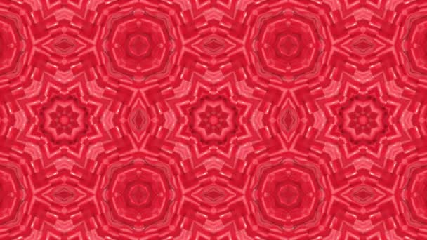 Red Three Dimensional Kaleidoscope Patterns Animated Abstract Background Render — Stock Video