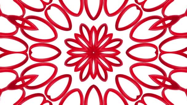 Red Three Dimensional Kaleidoscope Patterns Animated Abstract Background Render — Stock Video