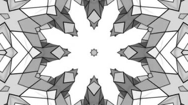 siyah ve beyaz üç boyutlu kaleydoskop desenleri. animasyonlu arka plan. 3D render