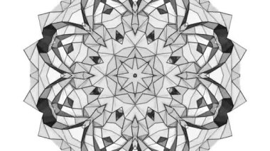 siyah ve beyaz üç boyutlu kaleydoskop desenleri. animasyonlu arka plan. 3D render