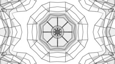 siyah ve beyaz üç boyutlu kaleydoskop desenleri. animasyonlu arka plan. 3D render