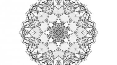 siyah ve beyaz üç boyutlu kaleydoskop desenleri. animasyonlu arka plan. 3D render