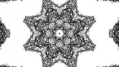 siyah ve beyaz üç boyutlu kaleydoskop desenleri. animasyonlu arka plan. 3D render