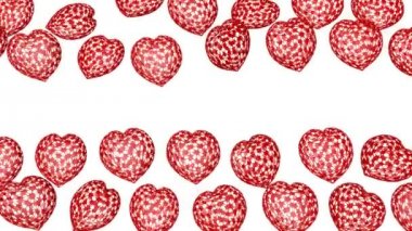 Beyaz bir arka plan üzerinde hareket üç boyutlu ajur kalpler. Animasyonlu ekran koruyucu. 3D render