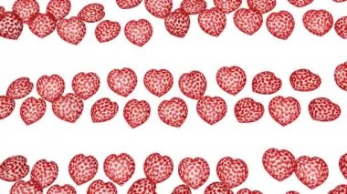 Beyaz bir arka plan üzerinde hareket üç boyutlu ajur kalpler. Animasyonlu ekran koruyucu. 3D render