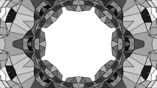 Black White Three Dimensional Kaleidoscope Patterns Animated Abstract Background Render — Stock Video