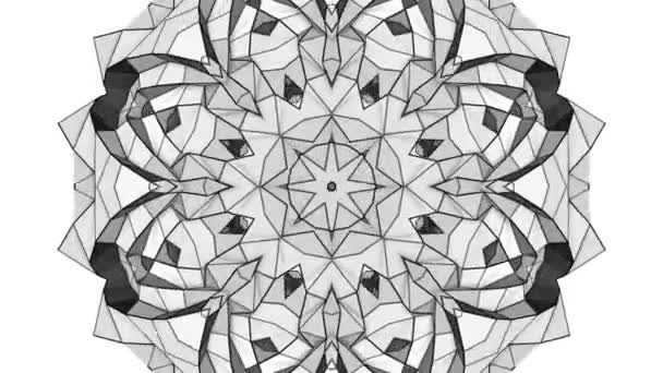 Black White Three Dimensional Kaleidoscope Patterns Animated Abstract Background Render — Stock Video