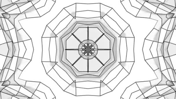 Schwarz Weiße Dreidimensionale Kaleidoskopmuster Animierten Abstrakten Hintergrund Darstellung — Stockvideo