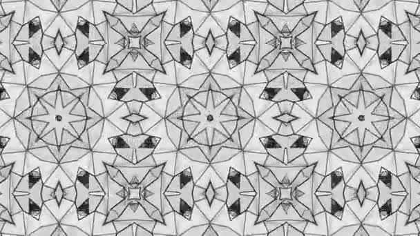 Schwarz Weiße Dreidimensionale Kaleidoskopmuster Animierten Abstrakten Hintergrund Darstellung — Stockvideo