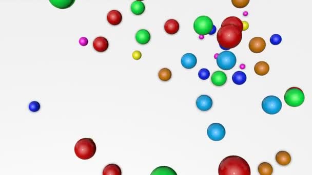 Multicolored Spheres Falling White Background Animated Screensaver Render — Stock Video