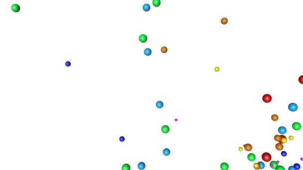 Разноцветные Сферы Падают Белом Фоне Анимированная Заставка Рендеринг — стоковое видео