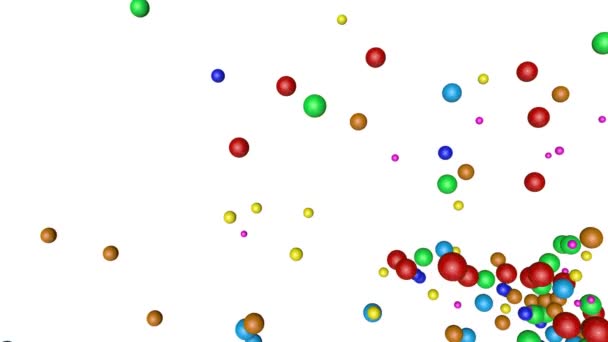 Multicolored Spheres Falling White Background Animated Screensaver Render — Stock Video