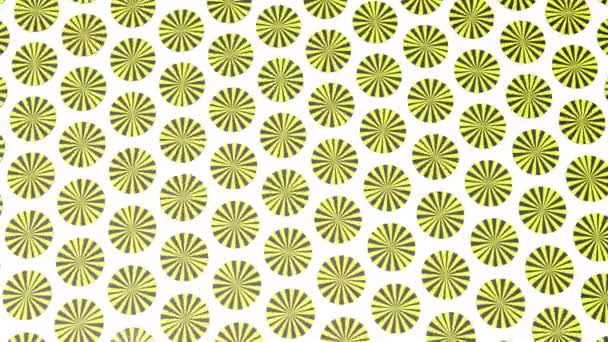 Rotating Striped Yellow Black Circles Animated Background Render — Stock Video