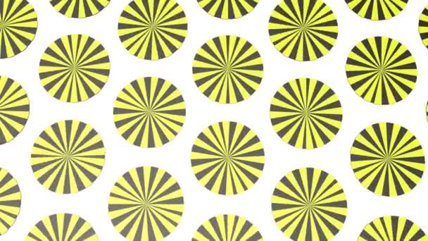 Rotating Striped Yellow Black Circles Animated Background Render — Stock Video