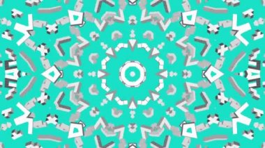 Turkuaz bir arka plan üzerinde hafif kükürt üç boyutlu şekiller animasyon. Soyut kaleydoskop arka plan. 3D render