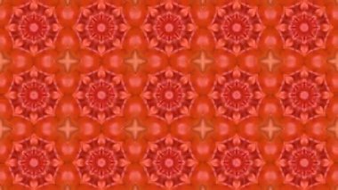 Soyutlama kırmızı-turuncu kaleydoskop animasyon. Animasyonlu arka plan. 3D render