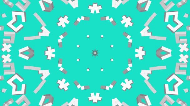 Animated Light Sulfur Three Dimensional Shapes Turquoise Background Abstract Kaleidoscope — Stock Video