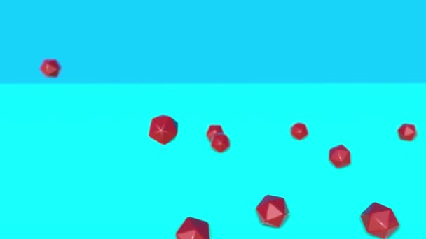 Icosaedros Tridimensionales Rojos Cayendo Fondo Animado Renderizar — Vídeo de stock