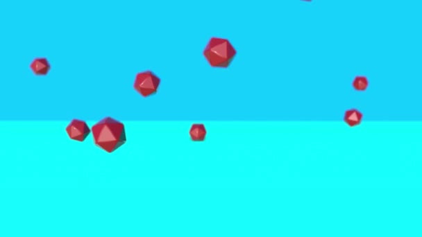 Düşen Kırmızı Boyutlu Icosahedra Animasyonlu Arka Plan Render — Stok video