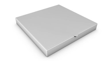 Beyaz pizza kutusu. Reklam için şablon. 3D render