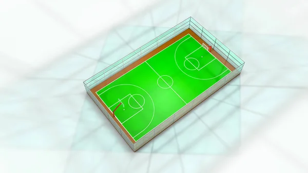 Three-dimensional basketball court. Computer illustration. 3d render