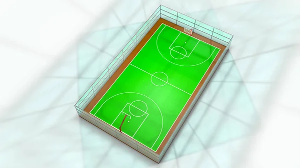 Three-dimensional basketball court. Computer illustration. 3d render