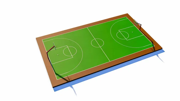 Three-dimensional basketball court. Computer illustration. 3d render