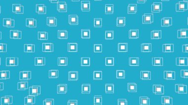 Turkuaz bir arka plan üzerinde yavaşça bir çerçeve çevrili beyaz küp. üç boyutlu animasyon. 3D render