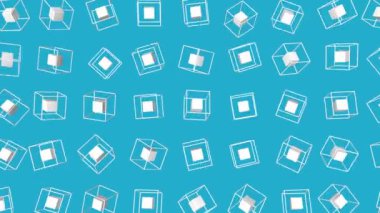 Turkuaz dikdörtgenler yavaş yavaş beyaz bir arka plan üzerinde hareket ettirin. 3D render