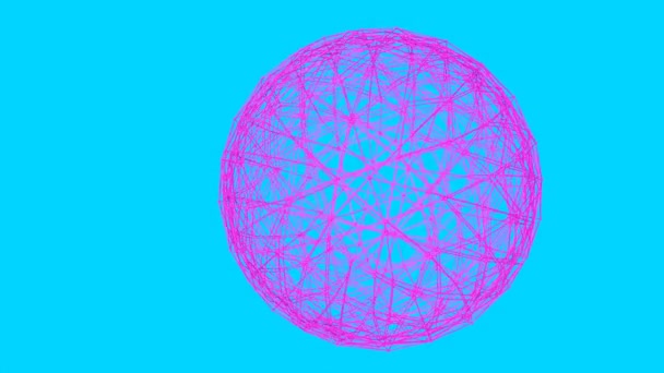 Purple Sphere Frame Slowly Rotates Turquoise Background Render — Stock Video